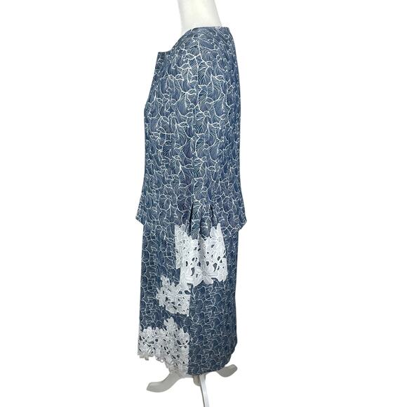 Alberto Makali Lace Trim Midi Dress Set Blue White Mother of The Bride Size 12/L - Picture 4 of 16
